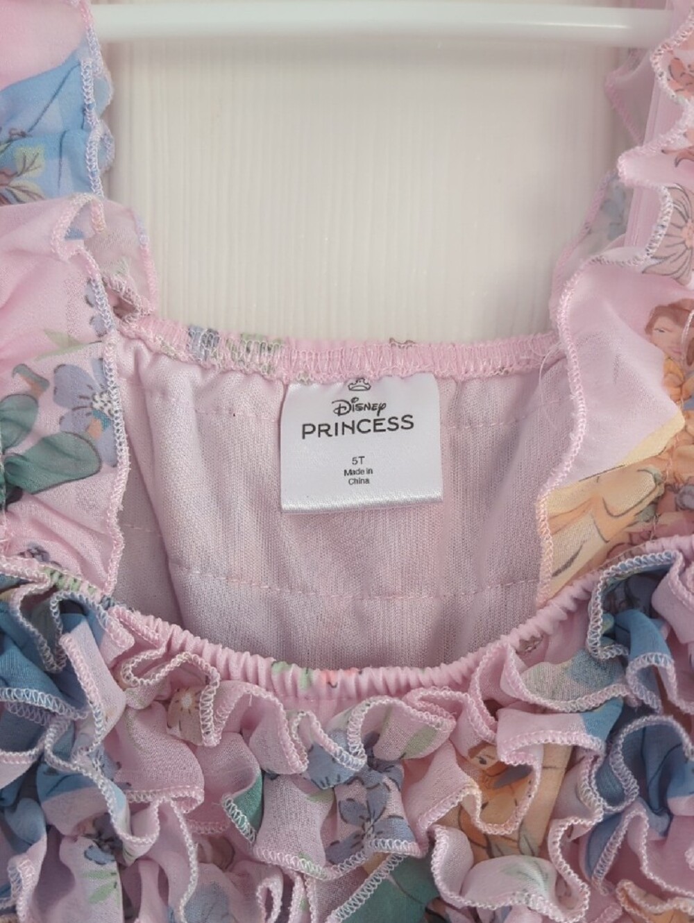 Disney Girls Pink Ruffle Sundress with Floral & Princess Print - Picture 5 of 8